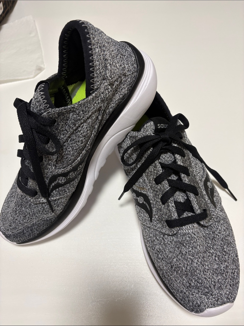 Saucony Women’s Grey and Black Knit Running Sneakers